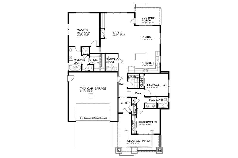 Home Plan - Floor Plan - Main Floor for Craftsman House Plan #895-65 - 3 bed, 2 bath