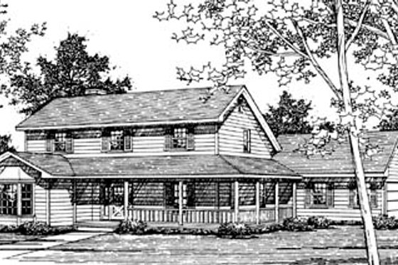 Exterior - Front Elevation for Country House Plan #10-245 - 3 bed, 2.5 bath
