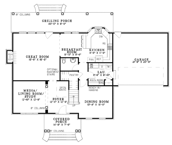 Home Plan - Traditional Floor Plan - Main Floor Plan #17-2848