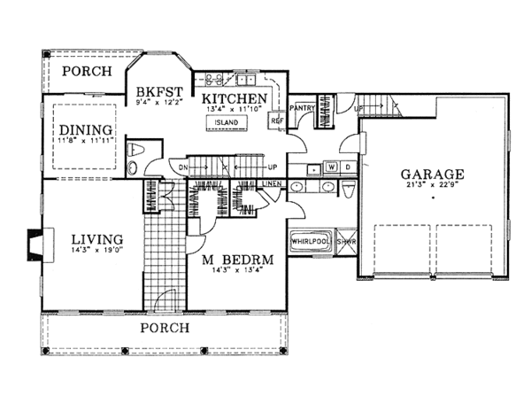 Dream House Plan - Country Floor Plan - Main Floor Plan #1029-26