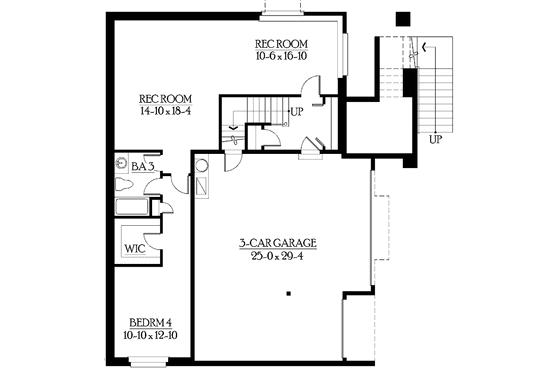 Floor Plan - Lower Floor for Prairie House Plan #132-471 - 4 bed, 3.5 bath