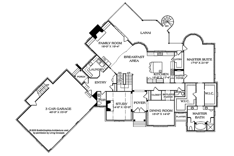Dream House Plan - Floor Plan - Main Floor for Country House Plan #453-466 - 5 bed, 6 bath