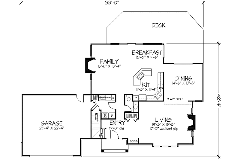 Dream House Plan - Floor Plan - Main Floor for Prairie House Plan #320-1148 - 4 bed, 2.5 bath