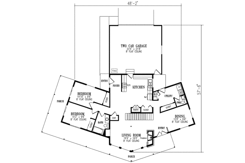 Architectural House Design - Floor Plan - Main Floor House Plan #1-473 - 3 bed, 2.5 bath