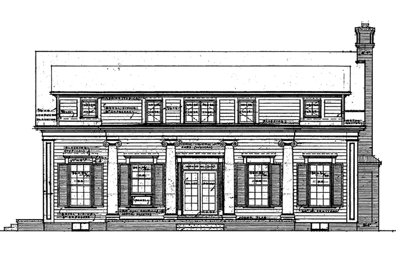 Home Plan - Exterior - Rear Elevation for Classical House Plan #72-685 - 3 bed, 2.5 bath
