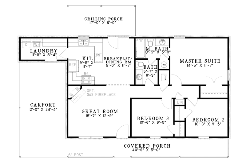 Dream House Plan - Floor Plan - Main Floor for Contemporary House Plan #17-2804 - 3 bed, 1.5 bath