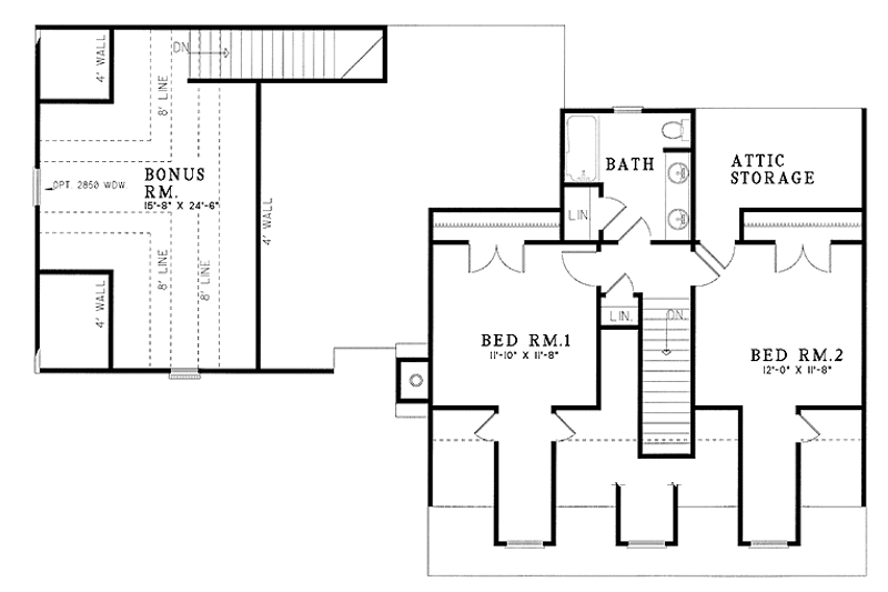 Architectural House Design - Floor Plan - Upper Floor for Country House Plan #17-2620 - 3 bed, 2.5 bath