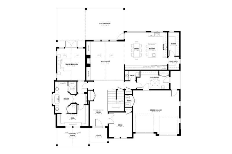 Dream House Plan - Floor Plan - Main Floor for Farmhouse House Plan #1114-11 - 4 bed, 3.5 bath