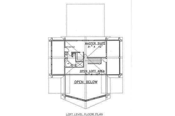 Floor Plan - Upper Floor for Log House Plan #117-504 - 3 bed, 2 bath