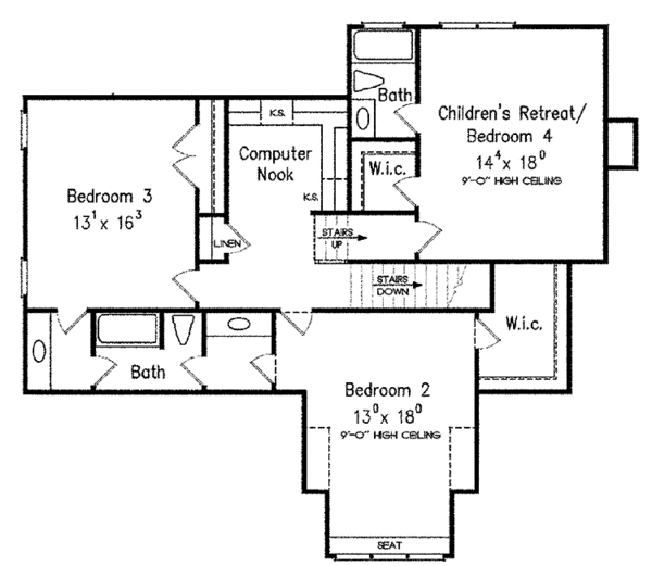 European Floor Plan - Upper Floor Plan #927-400