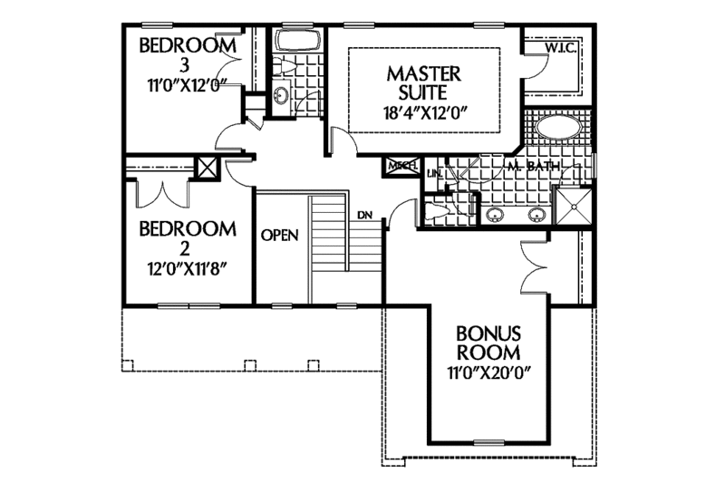 Home Plan - Floor Plan - Upper Floor for Country House Plan #999-84 - 3 bed, 2.5 bath