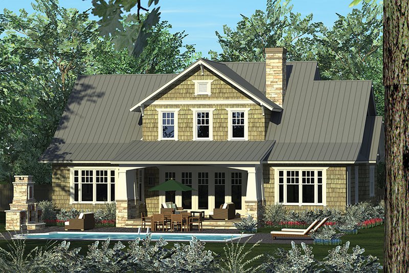 Home Plan - Exterior - Rear Elevation for Craftsman House Plan #453-625 - 3 bed, 3.5 bath