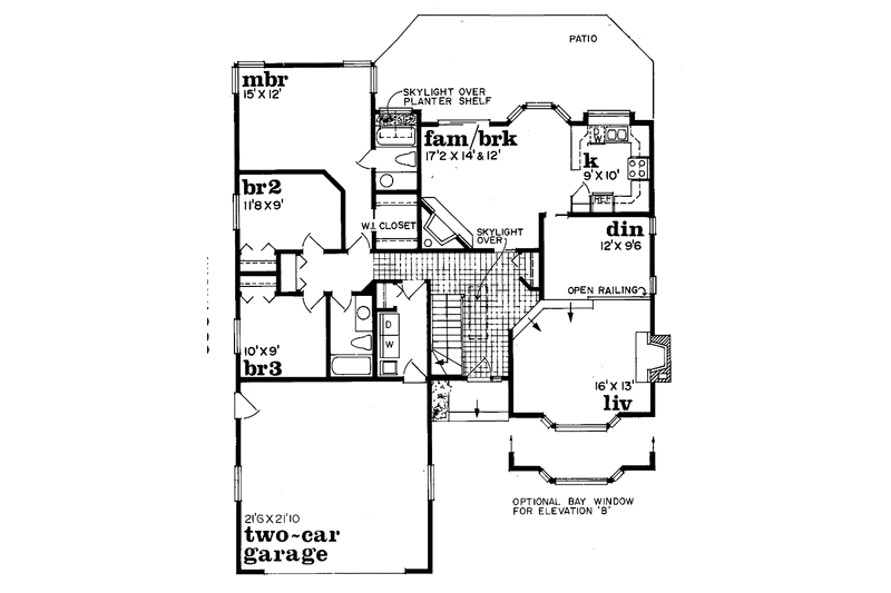 Architectural House Design - Floor Plan - Main Floor for Craftsman House Plan #47-689 - 3 bed, 2 bath