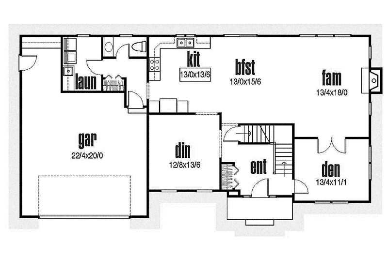 Dream House Plan - Floor Plan - Main Floor for Traditional House Plan #435-20 - 4 bed, 2.5 bath