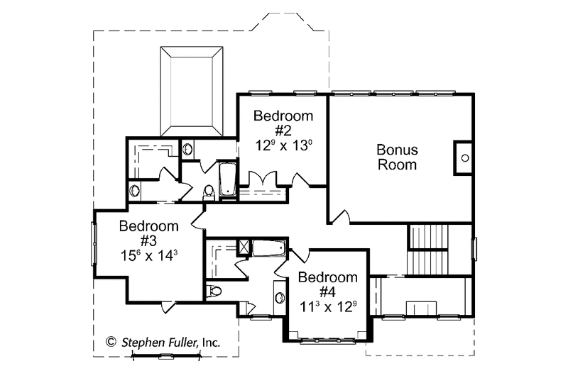Home Plan - Floor Plan - Upper Floor for Colonial House Plan #429-396 - 4 bed, 3.5 bath