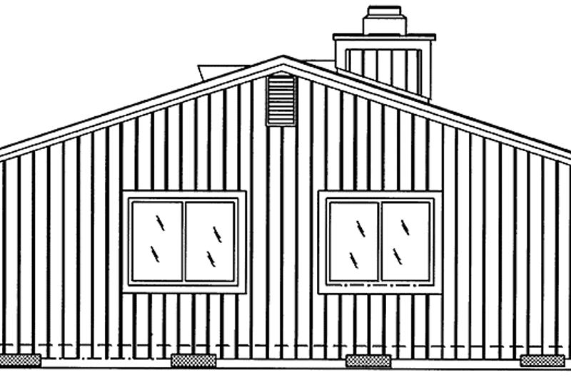 House Blueprint - Exterior - Rear Elevation for Cabin House Plan #320-1023 - 2 bed, 1 bath