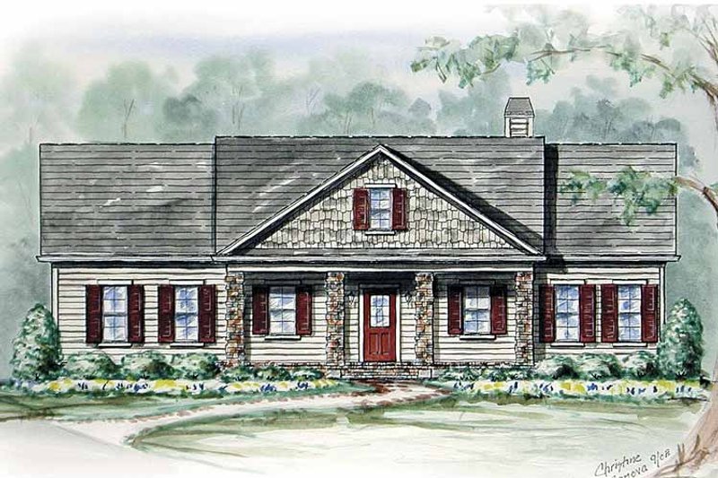 Home Plan - Exterior - Front Elevation 3 for Country House Plan #54-265 - 3 bed, 2 bath