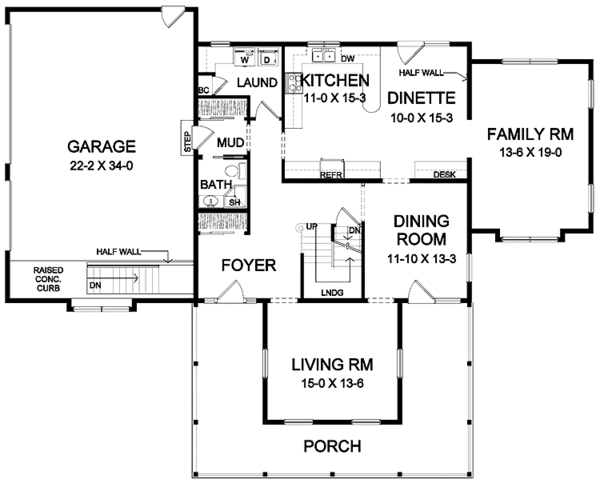 House Design - Country Floor Plan - Main Floor Plan #328-397