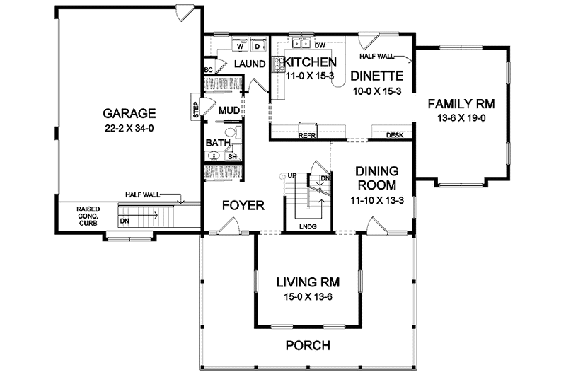 Architectural House Design - Floor Plan - Main Floor for Country House Plan #328-397 - 4 bed, 3 bath