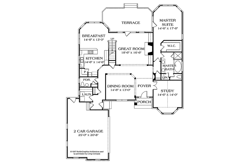 Home Plan - Floor Plan - Main Floor for Traditional House Plan #453-292 - 3 bed, 2.5 bath