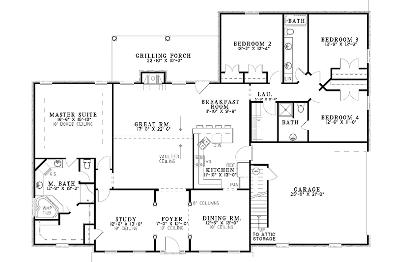 Dream House Plan - Floor Plan - Main Floor for Traditional House Plan #17-2780 - 4 bed, 3 bath