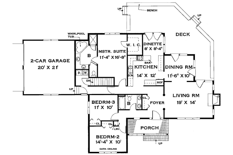 Home Plan - Floor Plan - Main Floor for Country House Plan #456-74 - 3 bed, 2 bath