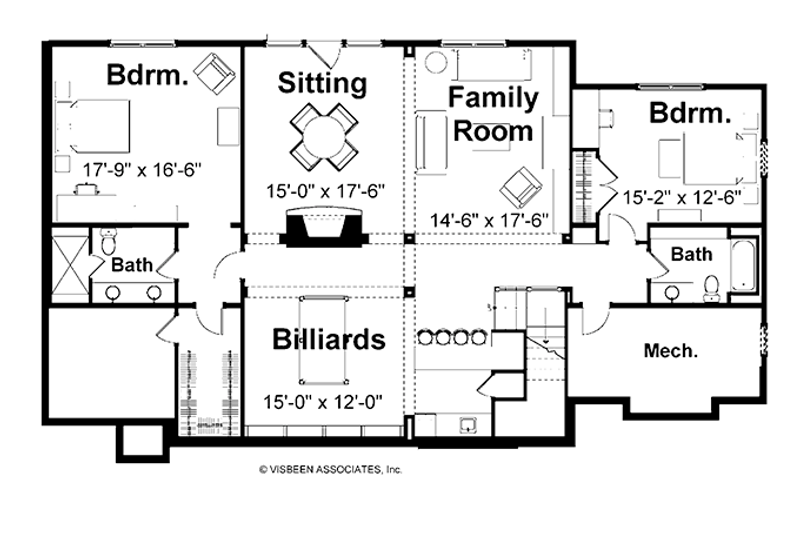 Home Plan - Floor Plan - Lower Floor for European House Plan #928-20 - 3 bed, 3 bath