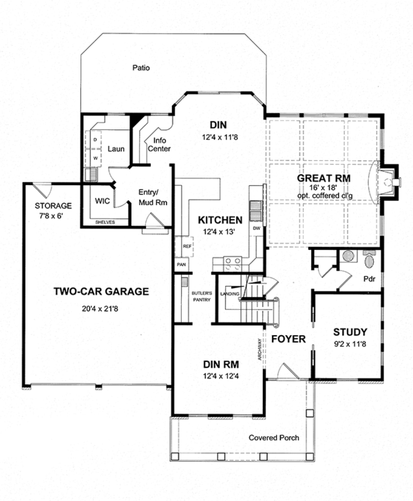 Home Plan - Colonial Floor Plan - Main Floor Plan #316-278