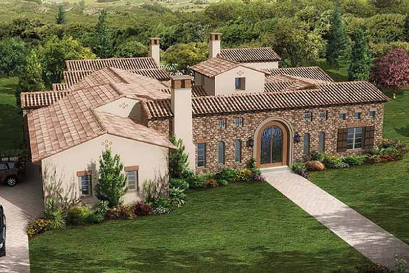 Dream House Plan - Mediterranean Exterior - Front Elevation Plan #944-1