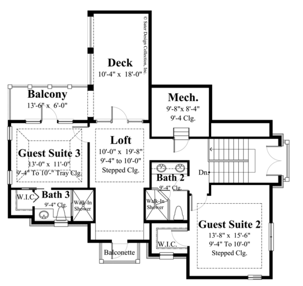 House Design - European Floor Plan - Upper Floor Plan #930-445