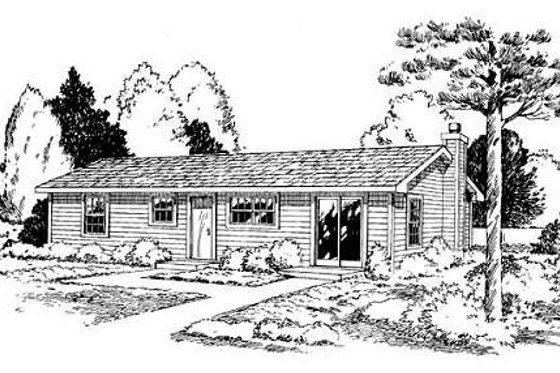 Exterior - Rear Elevation for Ranch House Plan #312-361 - 3 bed, 2 bath