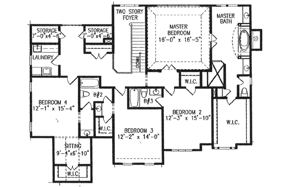 House Blueprint - Traditional Floor Plan - Upper Floor Plan #54-141