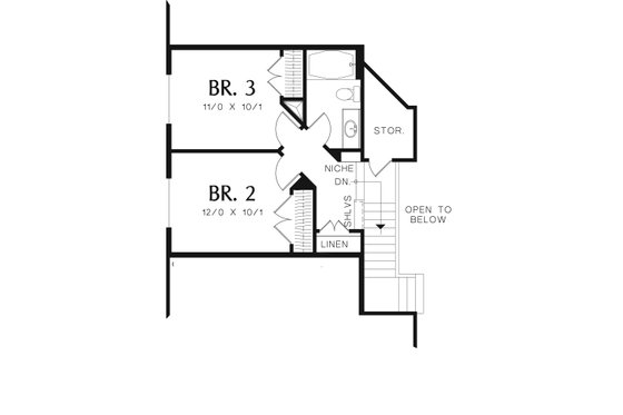 Floor Plan - Upper Floor for Craftsman House Plan #48-551 - 3 bed, 2.5 bath