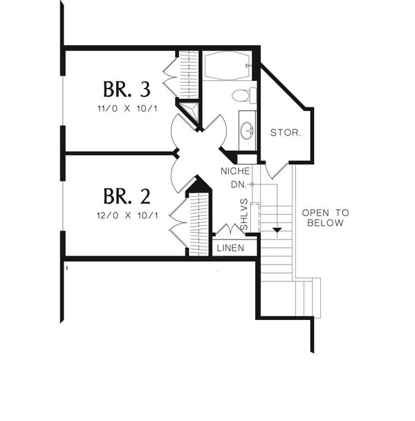 Craftsman Floor Plan - Upper Floor Plan #48-551