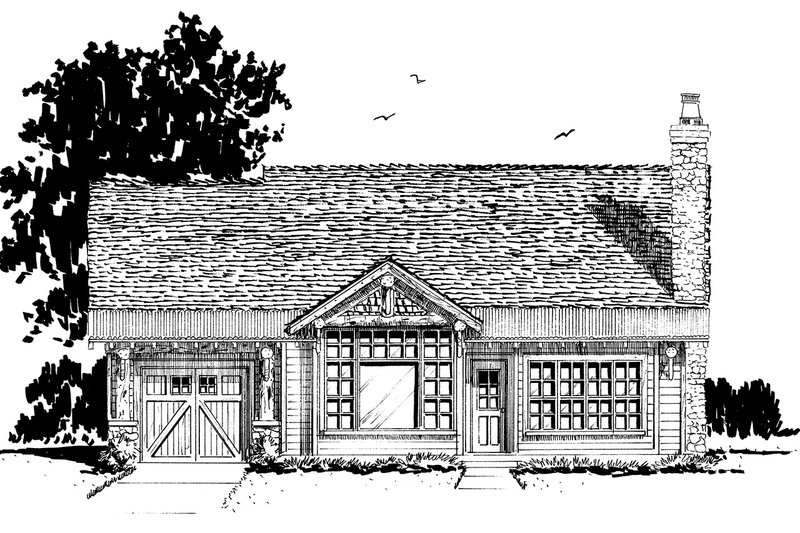 House Blueprint - Exterior - Front Elevation 4 for Cabin House Plan #942-59 - 2 bed, 2 bath