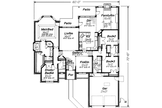 Floor Plan - Main Floor for Traditional House Plan #310-151 - 4 bed, 3 bath