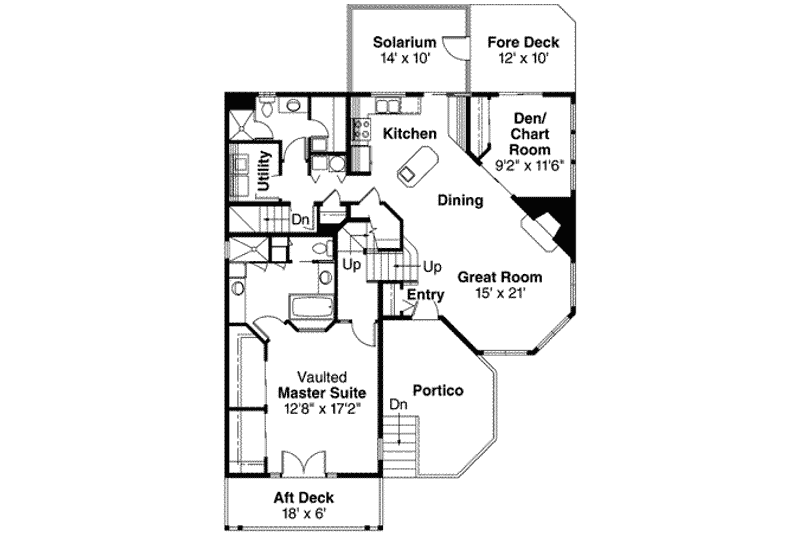 Home Plan - Floor Plan - Main Floor for Contemporary House Plan #124-323 - 2 bed, 2 bath