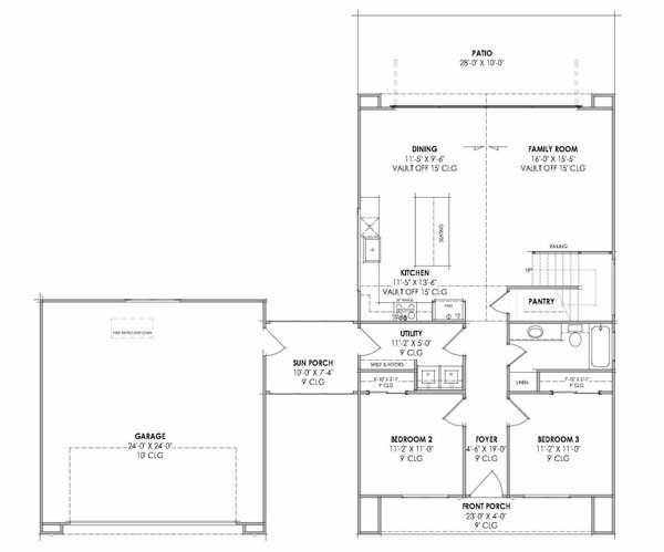 Architectural House Design - Floor Plan - Main Floor for Modern House Plan #1096-197 - 3 bed, 2 bath