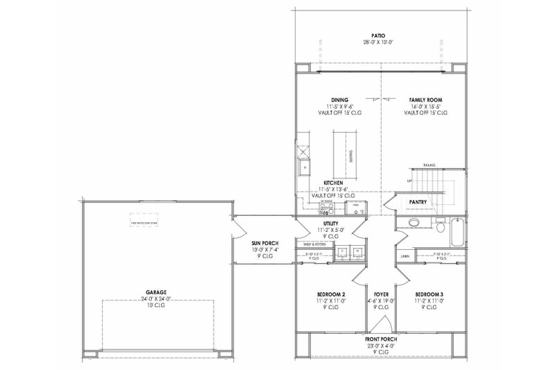 Architectural House Design - Floor Plan - Main Floor for Modern House Plan #1096-197 - 3 bed, 2 bath