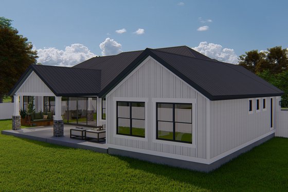 Exterior - Rear Elevation 1 for Farmhouse House Plan #1060-169 - 3 bed, 2.5 bath