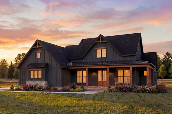 Exterior - Covered Porch 1 for Farmhouse House Plan #1074-137 - 4 bed, 3.5 bath