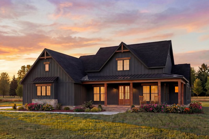 Dream House Plan - Exterior - Covered Porch 1 for Farmhouse House Plan #1074-137 - 4 bed, 3.5 bath