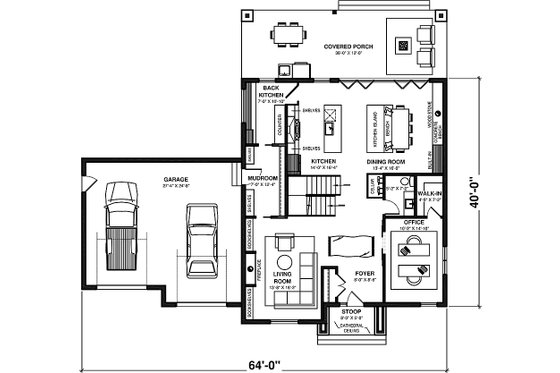 Floor Plan - Main Floor for Farmhouse House Plan #23-2751 - 5 bed, 3.5 bath
