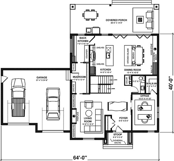 House Plan Design - Farmhouse Floor Plan - Main Floor Plan #23-2751