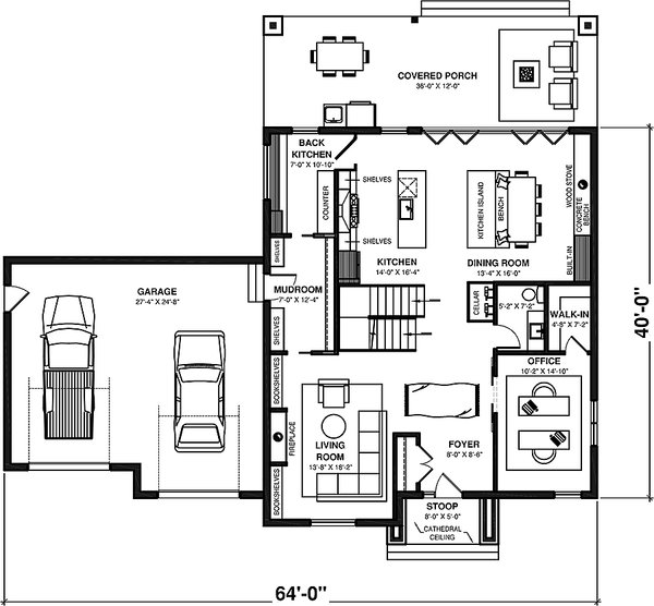 Home Plan - Farmhouse Floor Plan - Main Floor Plan #23-2751