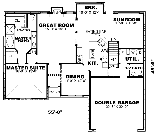 Home Plan - Traditional Floor Plan - Main Floor Plan #34-114
