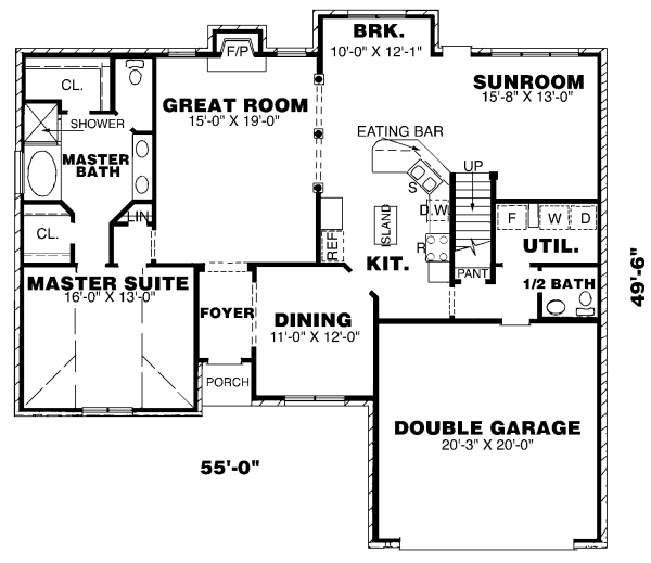 House Blueprint - Traditional Floor Plan - Main Floor Plan #34-114