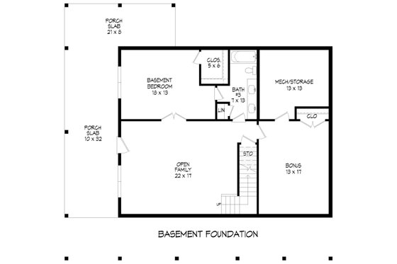Floor Plan - Lower Floor for Country House Plan #932-1156 - 4 bed, 3.5 bath