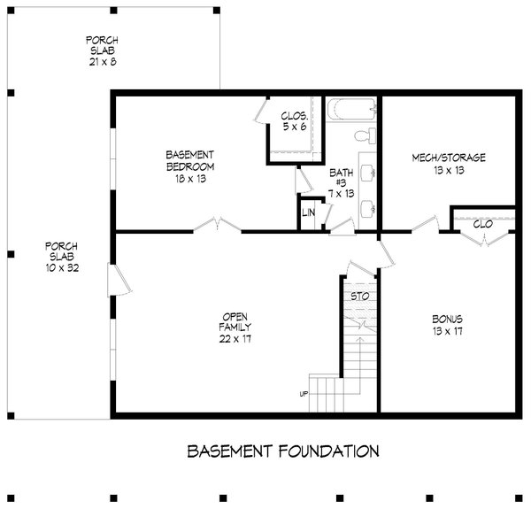 Country Floor Plan - Lower Floor Plan #932-1156