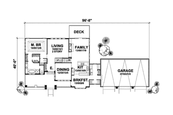 Floor Plan - Main Floor for Country House Plan #50-238 - 4 bed, 2.5 bath